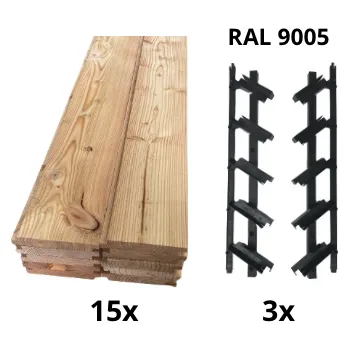 Zahradní stavba Samkit SET black - 1400*1500mm (15ks modřínových desek a 3x samkit)