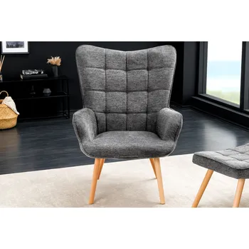 Křeslo Designové retro křeslo Scandinavia II šedé