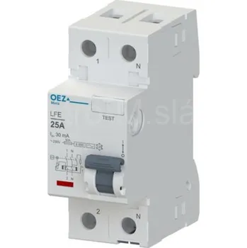 Proudový chránič LFE-25-2-300A typ: A Proudový chránič 25A, AC 230V, 300mA, 2pól, 6kA, typ A OEZ:46397