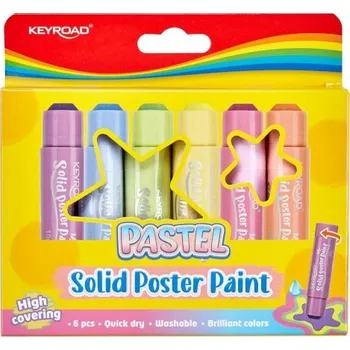 Vodová barva Tuhé temperové barvy Keyroad Pastel, sada 6ks