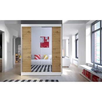 Šatní skříň Falco Šatní skříň Camila II 150 se zrcadlem, bílá/artisan