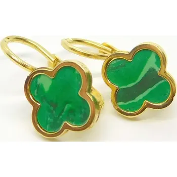 Náušnice Klenoty Budín Dámské zlaté náušnice se zelenými kameny - malachit 585/2,18gr HK2274 (Klenoty Budín Dámské zlaté náušnice se zelenými kameny - malachit 585/2,18gr HK2274)