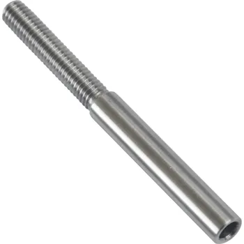 Zakončovací prvek pro drát z nerezové oceli Ø6mm, lepicí/zapichovací, broušená nerezová ocel, s 30mm závitem
