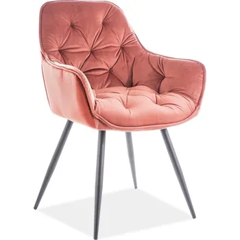 Jídelní židle Designové jídelní křeslo CHERRY velvet starorůžová/černý kov