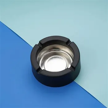 Popelník Plastový popelník v jednoduchém nordickém stylu - Černé kulaté