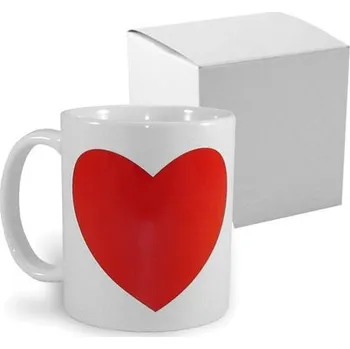 Magický hrnek 330 ml A+ bílý - červené srdce s krabičkou sublimace termotransfer
