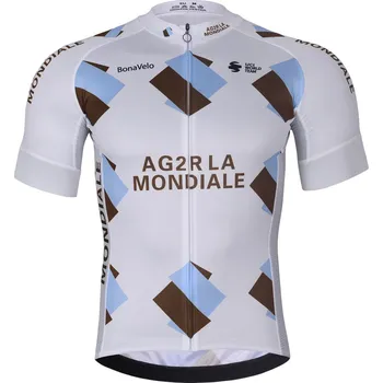 cyklistický dres BONAVELO Cyklistický dres s krátkým rukávem - AG2R LA MONDIALE - bílá/modrá 5XL