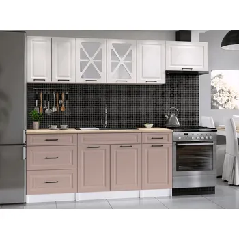 Kuchyňská linka Falco Kuchyňská linka Magda 240 cm, bílá/růžová mat