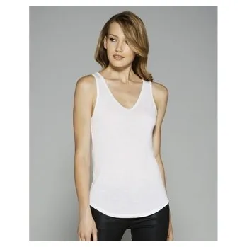 Dámské tričko Tílko Bella Flowy V-neck Tank - bílé, XL