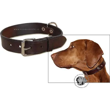 Obojek pro psa MZ - potřeby pro lovecké psy Obojek kožený tmavě hnědý Velikost: 40cm
