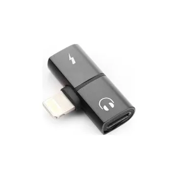 Adaptér SHORT HF/audio + nabíjení Lightning na 1x Lightning 1x Jack 3,5mm, barva černá