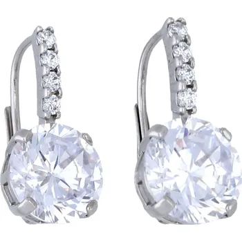 Náušnice Goldstore Bílé zlaté náušnice s velkým zirkonem Váha: 5.33 g