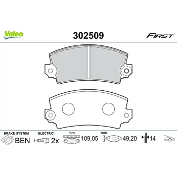 Brzdová destička Sada brzdových destiček, kotoučová brzda, , VALEO, 302509