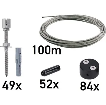 Opora na rostlinu Sada pro vytvoření zelené stěny 3000x3000mm, 3mm drát, nerezová ocel s plastovými spojkami