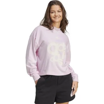 Dámská mikina Dámská mikina adidas FRENCH TERRY PRINT LOOSE SWEATSHIRT L Růžová, Bílá