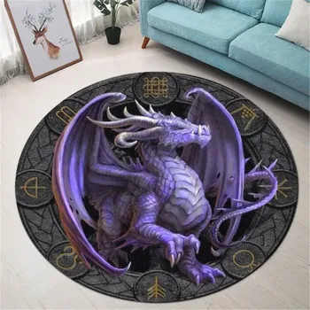 Koberec Kulatý protiskluzový koberec do obýváku motiv Drak - 5,150 cm x 150 cm