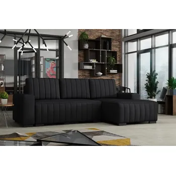 Sedací souprava Falco Rohová sedací souprava HAKIM rozkládací s úložným prostorem, pravá, černá/falcone14