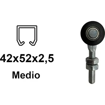 Pohon brány Vozík pro výklopná vrata 2 kolečka pro profil 42×52×2,5 černá nylonová kolečka, ECO