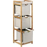 Autronic Regál DR-012-3, 3 šuplíky, lakovaný bambus a látka