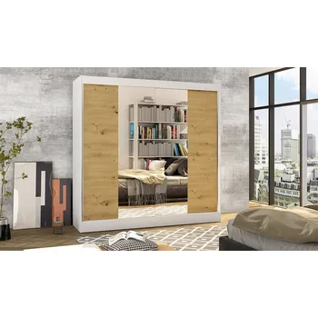 Šatní skříň Falco Šatní skříň Baja II 200 se zrcadlem, bílá/artisan