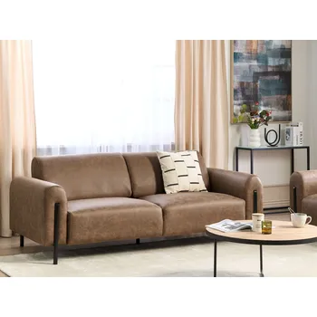 Pohovka Pohovka hnědá umělá kůže 3místná kovové nohy nastavitelné opěradlo moderní styl obývací pokoj Beliani