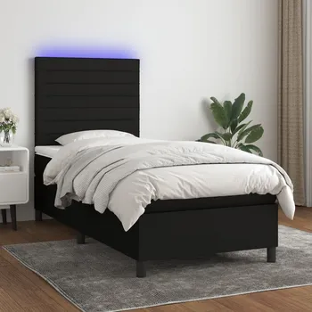 Postel vidaXL Box spring postel s matrací a LED 80 x 200 cm textil [3134910] Barva: Černá