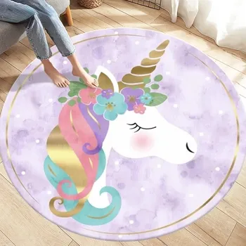 Koberec Kulatý dětský koberec s jednorožcem - 14,40 cm x 40 cm