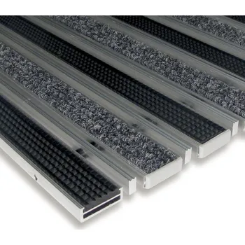 Rohožka Textilní gumová hliníková kartáčová vstupní rohož FLOMA Alu Low Extra - 100 x 150 x 1 cm