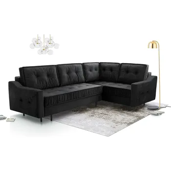 Sedací souprava Falco Rohová sedací souprava AMALIA rozkládací s úložným prostorem, pravá, černá/Monolith 97