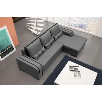 Sedací souprava Falco Rohová sedací souprava Perry, rozkládací s úložným prostorem, pravá, světle šedá, černá Inari 91/100