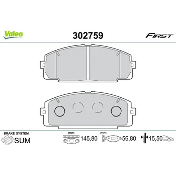Brzdová destička Sada brzdových destiček, kotoučová brzda, , VALEO, 302759