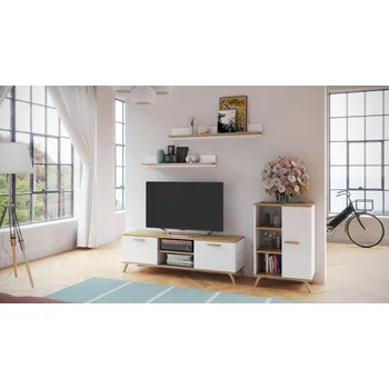 Obývací stěna Falco Obývací stěna, sestava Roky 01 bílá/dub artisan