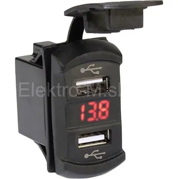 Napájecí kabel Napájecí zdířka 2xusb typ Carling voltmerem černá D255Q