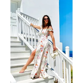 Dámské šaty Dámské MAXI šaty VS-SA 1911 vzor květiny, VELIKOST XL