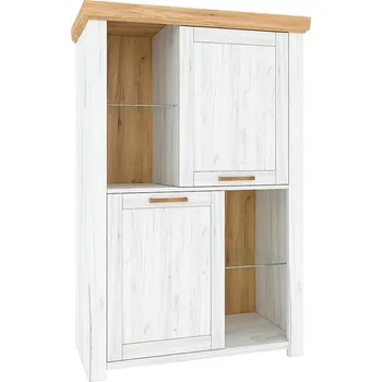 Komoda Vitrína SUDBURY C, dub craft zlatý/dub craft bílý