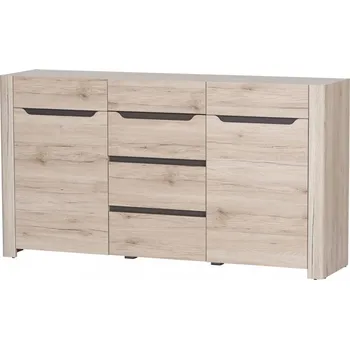 Komoda DESIRE NEW 10 - KOMODA ŠIROKÁ NÍZKÁ 2dvířková 4šuplíky dub san remo / hnědá (DESJO 10) (SZ) (K150-Z)