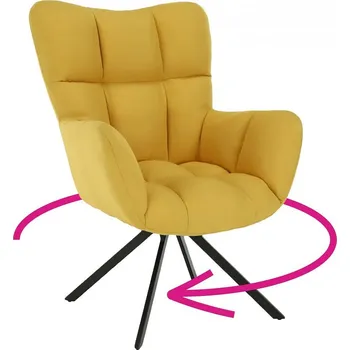 Křeslo Designové otočné křeslo KOMODO, žlutá/černý kov