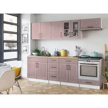 Kuchyňská linka Falco Kuchyňská linka BĚLA 240 cm, růžová mat