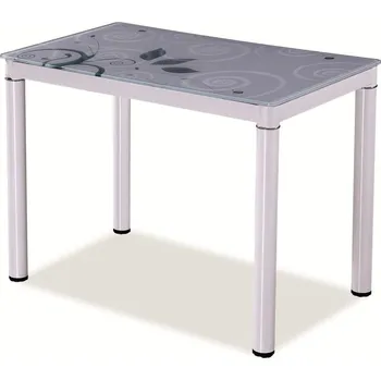 Jídelní stůl DAMAR (DAMARB) jídelní stůl 100X60 bílá / bílé nohy , tvrzené sklo s ornamentem (S) (K150-E)