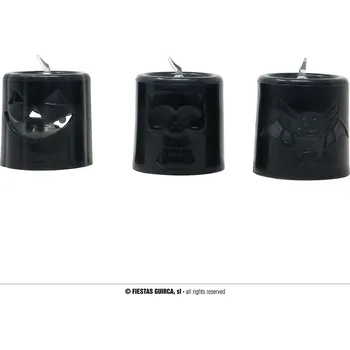 Karnevalový doplněk Guirca Box 12 svítících svíček oranžová a černá 4,5x4,5 cm