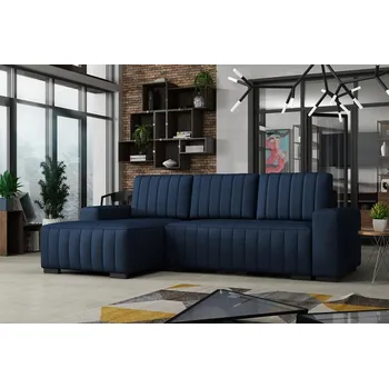 Sedací souprava Falco Rohová sedací souprava HAKIM rozkládací s úložným prostorem, levá, tmavě modrá/falcone80