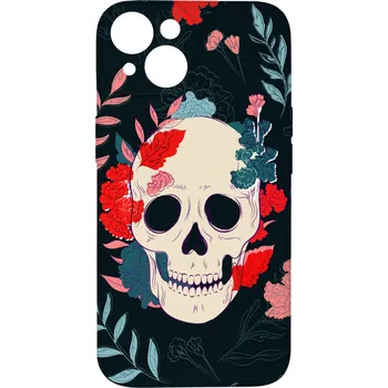 Pouzdro na mobilní telefon Kryt Lebka s květy pro iPhone 15 Plus