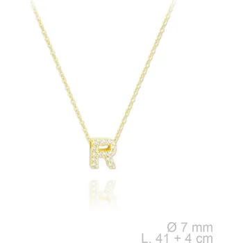 Náhrdelník Pozlacený náhrdelník s písmenem "R" se Zirkony Ag 925/1000