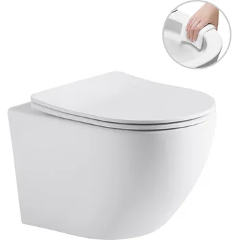 CERANO - WC závěsné Verde, Rimless + Slim/UF sedátko - bílá lesklá - 49x36 cm