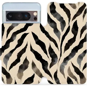 Pouzdro na mobilní telefon Flipové pouzdro Mobiwear - Google Pixel 8 Pro - VA53S Zebří (Knížkové flip pouzdro, obal, kryt na mobil Google Pixel 8 Pro - VA53S Zebří, materiál Umělá kůže + TPU - ochrana 360°, stojánek, silikonová vanička, magnetické zavírání)
