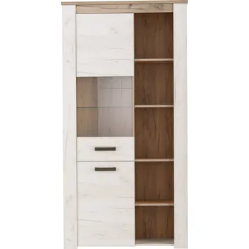 Obývací stěna Vitrína dub bílý/dub šedý KENT POP V