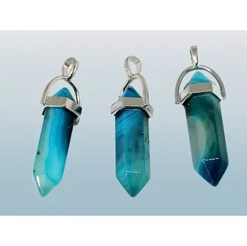 Přírodní kámen Achát modrý přívěsek hexagon 4cm