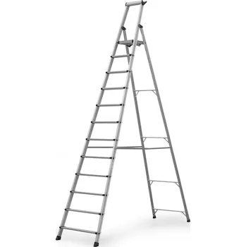 Žebřík B2B Partner Jednostranné hliníkové schůdky PROFI s poličkou, 1x12 stupňů, výška 2,95 m