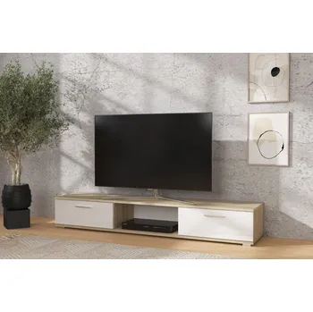 Televizní stolek Nábytek PEGAS s.r.o. RTV SELLA Sonoma+Bílý Lesk