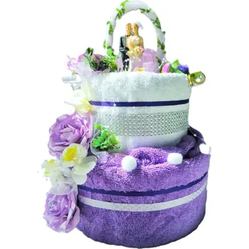 Veratex Textilní dort dvoupatrový fialková růže